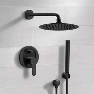 Shower Faucet Matte Black Rain Shower System with Handheld, Rain Shower Head, Shower Faucet Set Remer SFH34